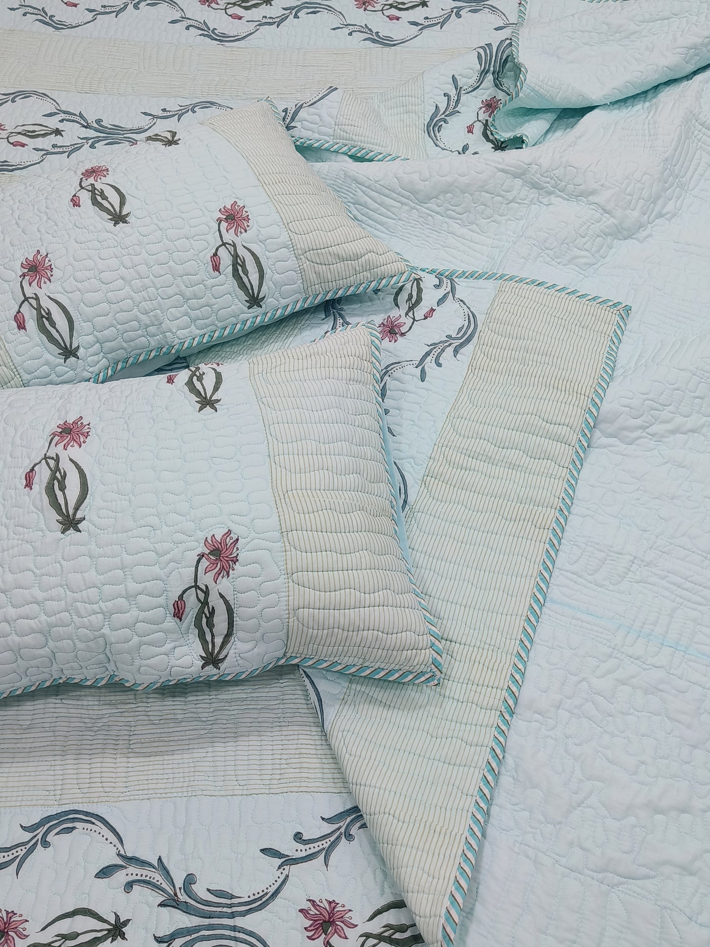 FRESH ARRIVAL Handblock Printed Premium Mulmul Bedcovers