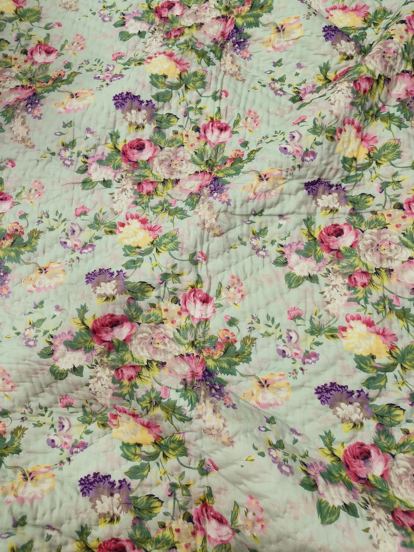 Green Floral Single Bed Quilts