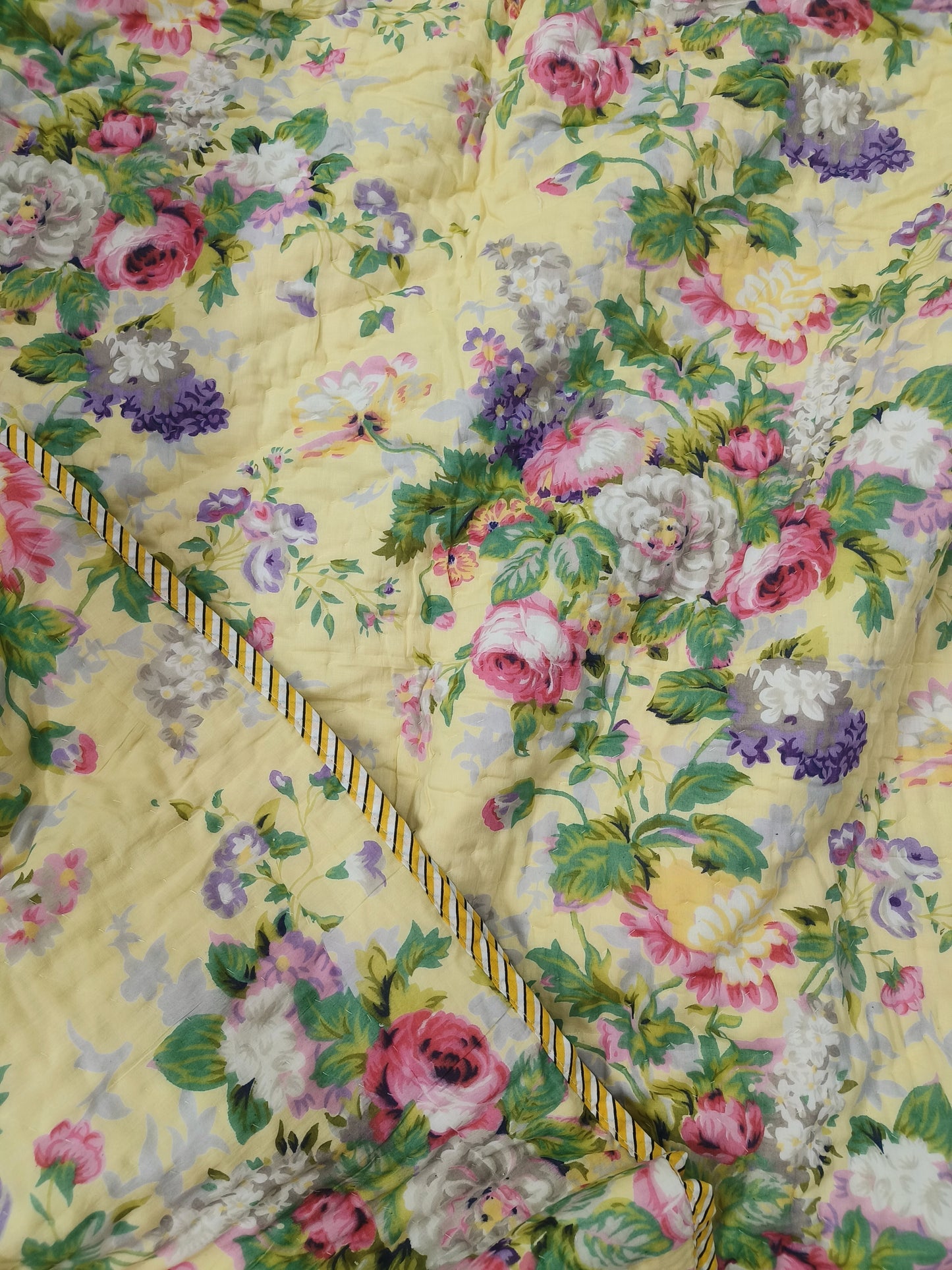 Yellow Floral Single Bed Quilts