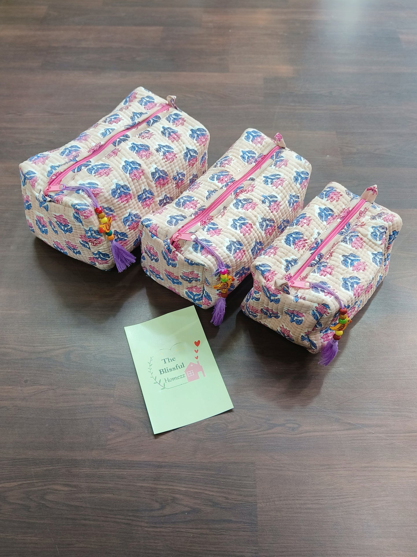 Handblock Printed Pouches (Set of 3)