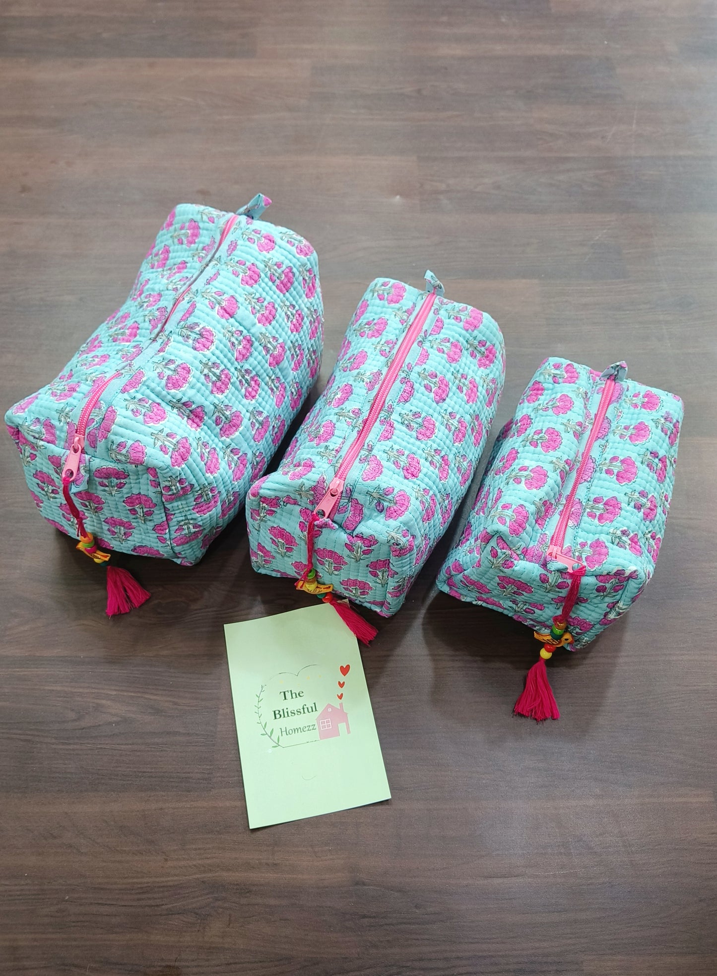 Handblock Printed Pouches (Set of 3)
