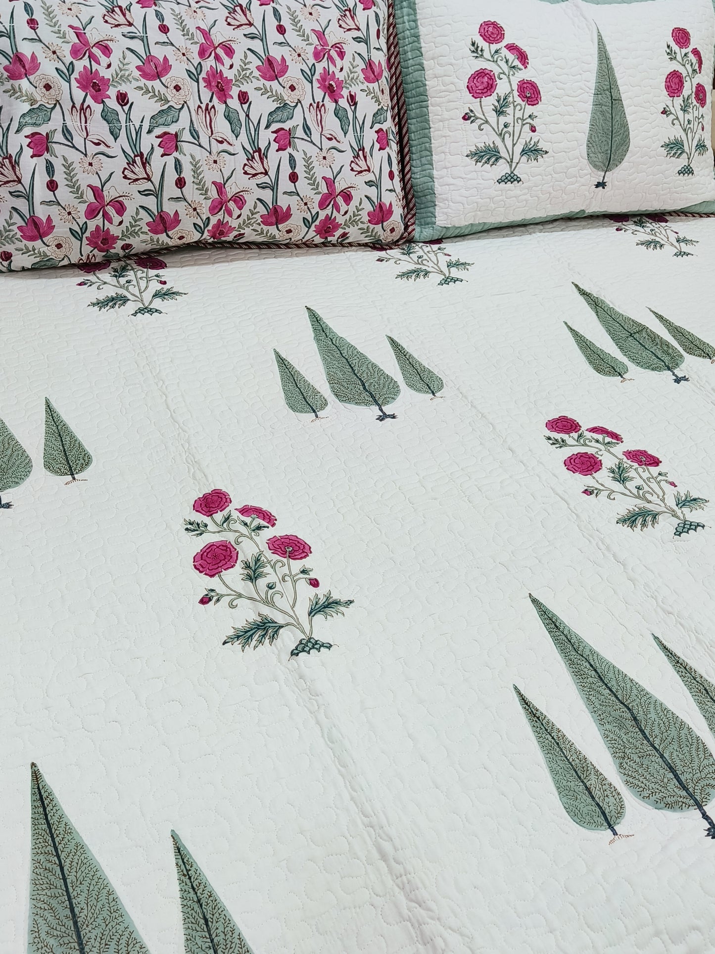 FRESH ARRIVAL Handblock Printed Premium Mulmul Bedcovers ( 108 * 108 Inches)