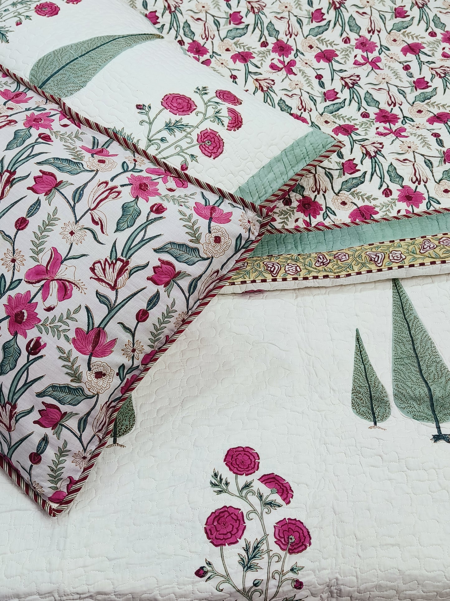 FRESH ARRIVAL Handblock Printed Premium Mulmul Bedcovers ( 108 * 108 Inches)