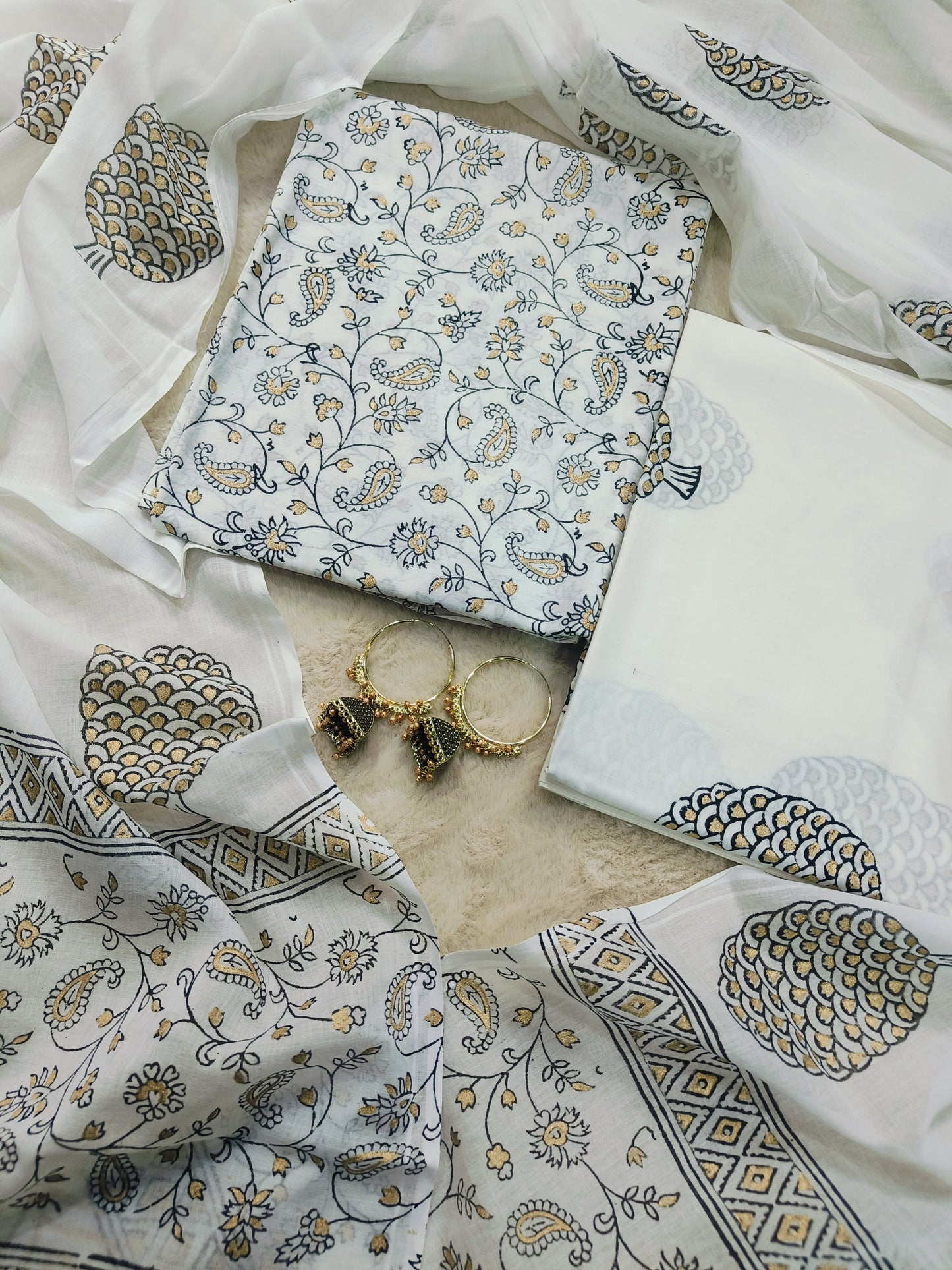 Cotton Suit with Mulmul Dupatta