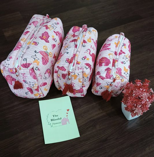 Handblock Printed Pouches (Set of 3)