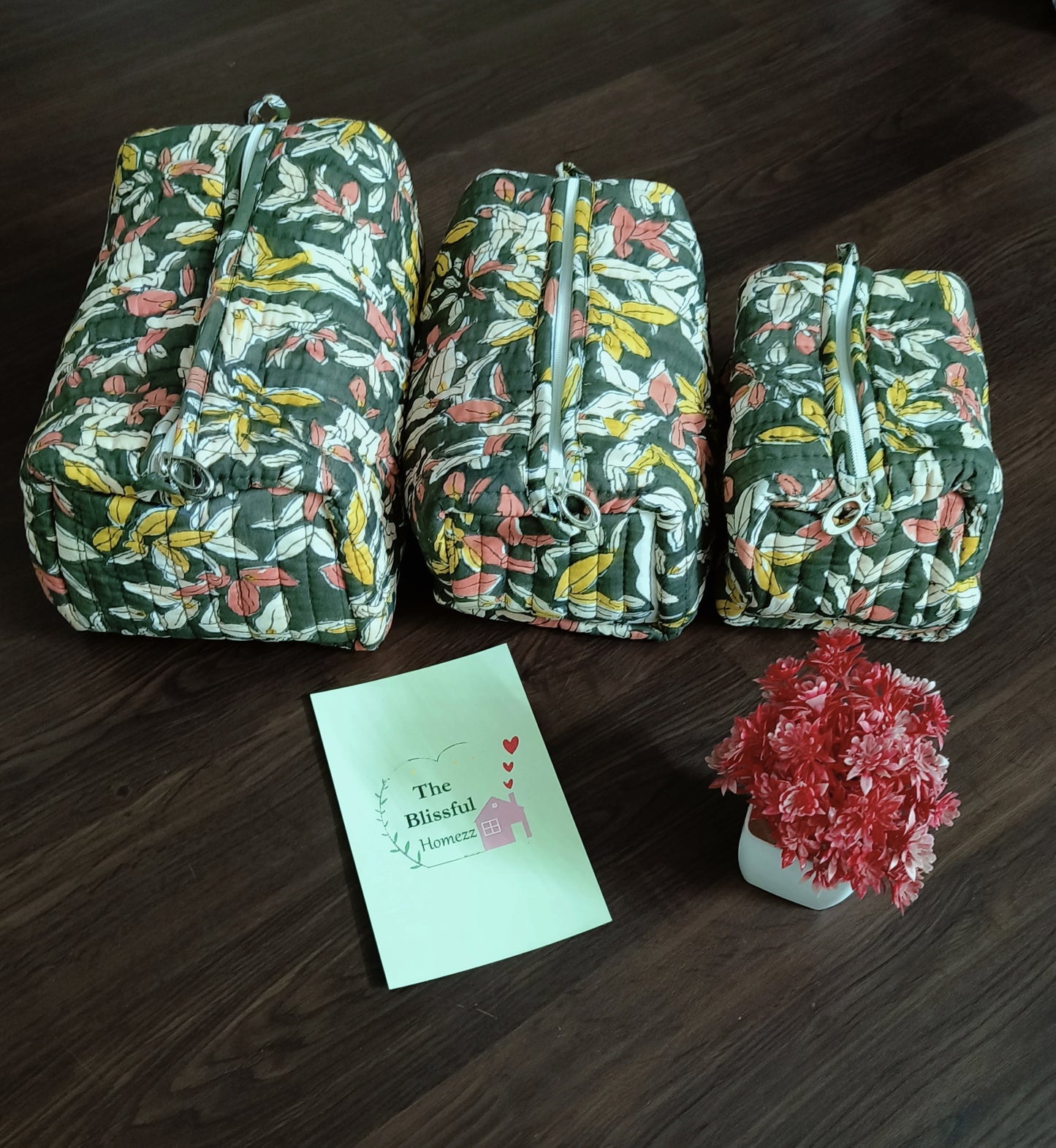 Handblock Printed Pouches (Set of 3)
