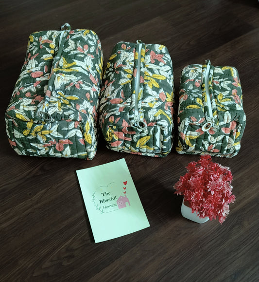 Handblock Printed Pouches (Set of 3)