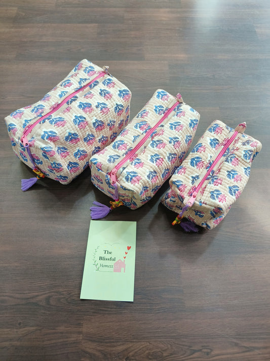 Handblock Printed Pouches (Set of 3)