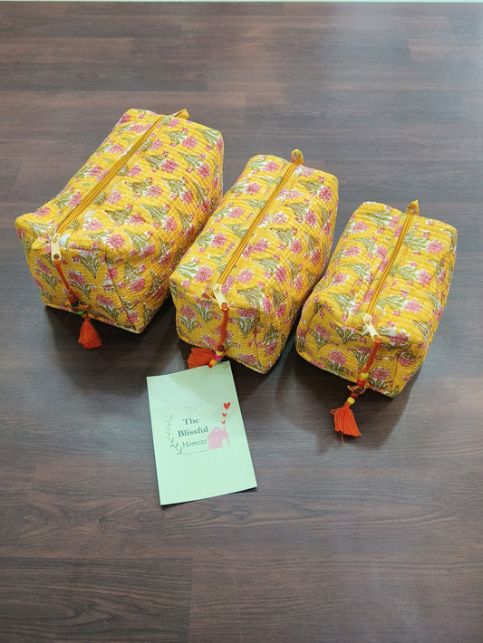 Handblock Printed Pouches (Set of 3)