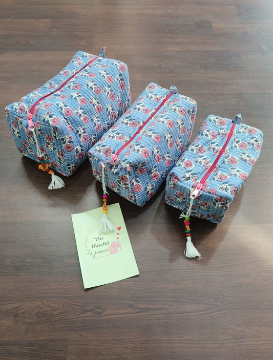 Handblock Printed Pouches (Set of 3)