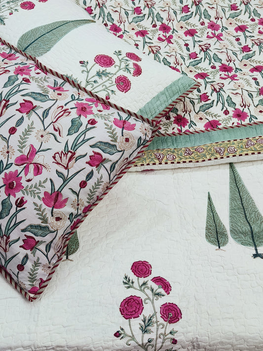 FRESH ARRIVAL Handblock Printed Premium Mulmul Bedcovers ( 108 * 108 Inches)