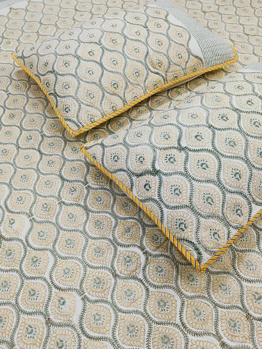 Handblock Printed Premium Mulmul Bedcovers ( 108 *108 Inches)