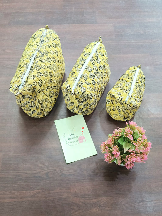 Handblock Printed Pouches (Set of 3)