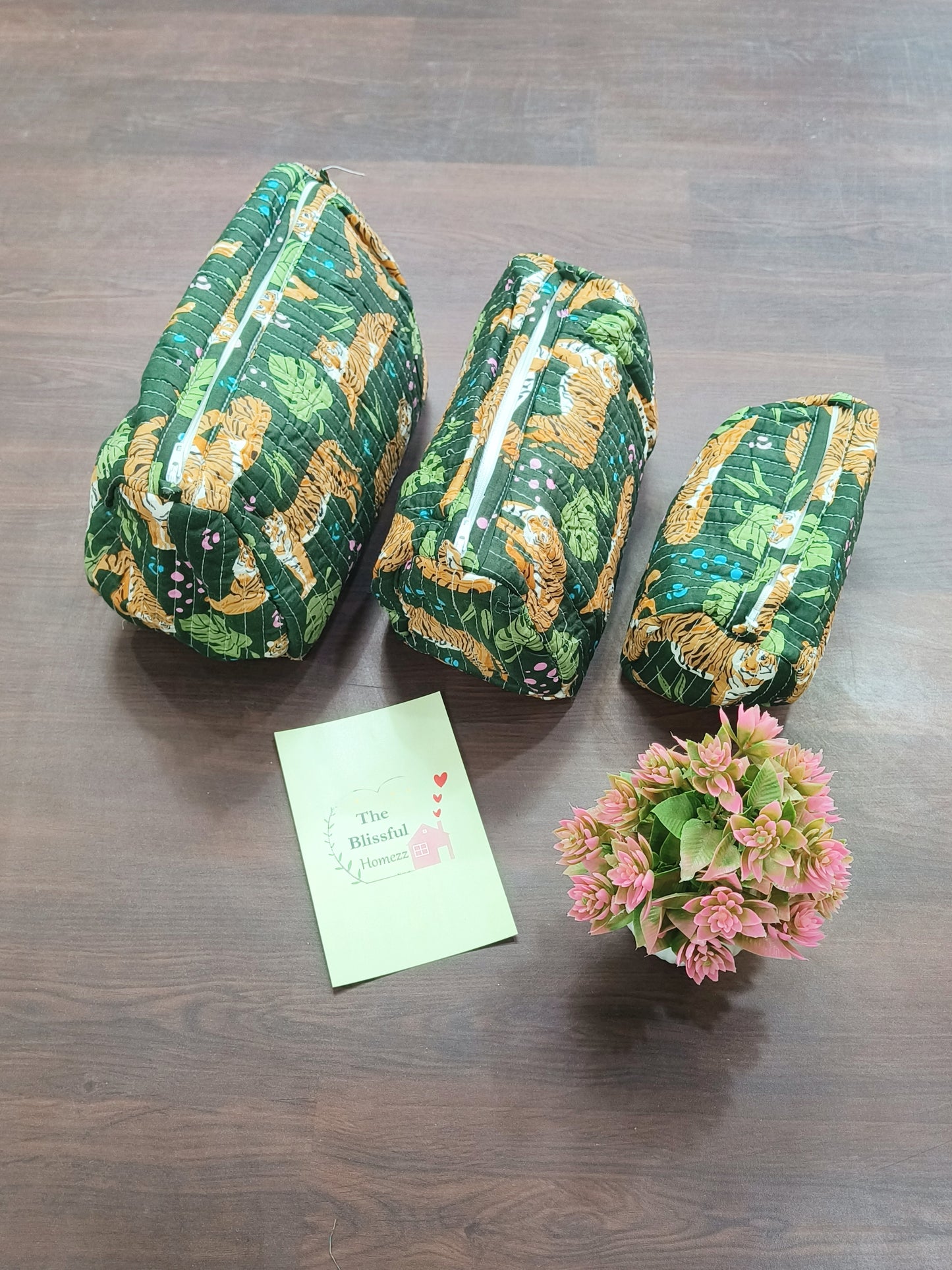 Handblock Printed Pouches (Set of 3)