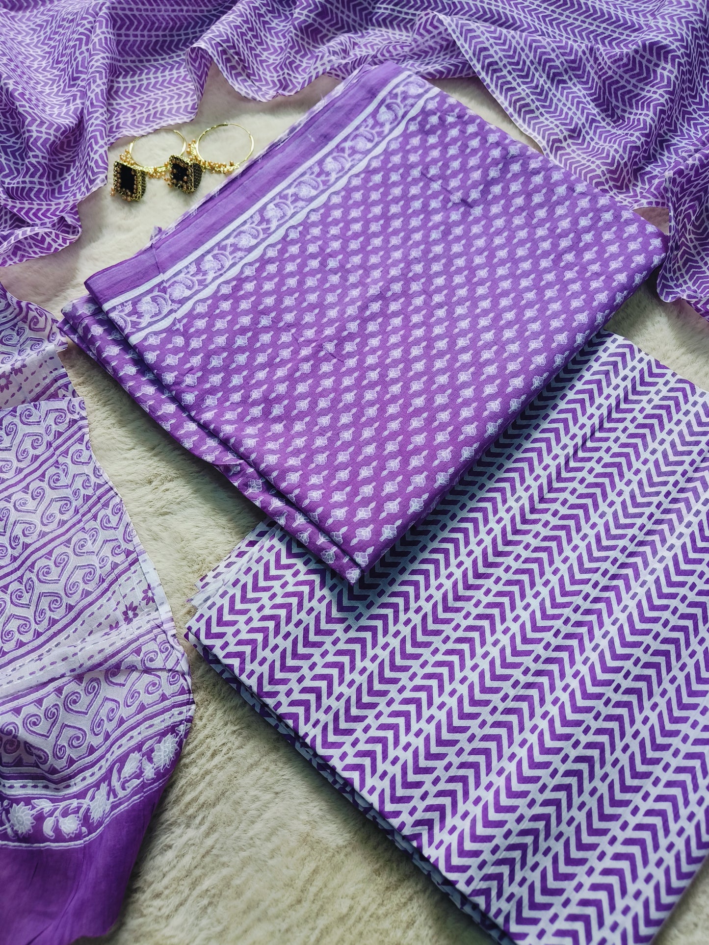 Cotton Suit with Mulmul Dupatta