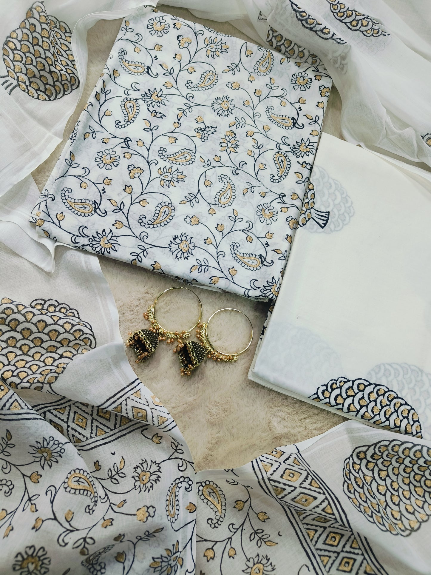 Cotton Suit with Mulmul Dupatta