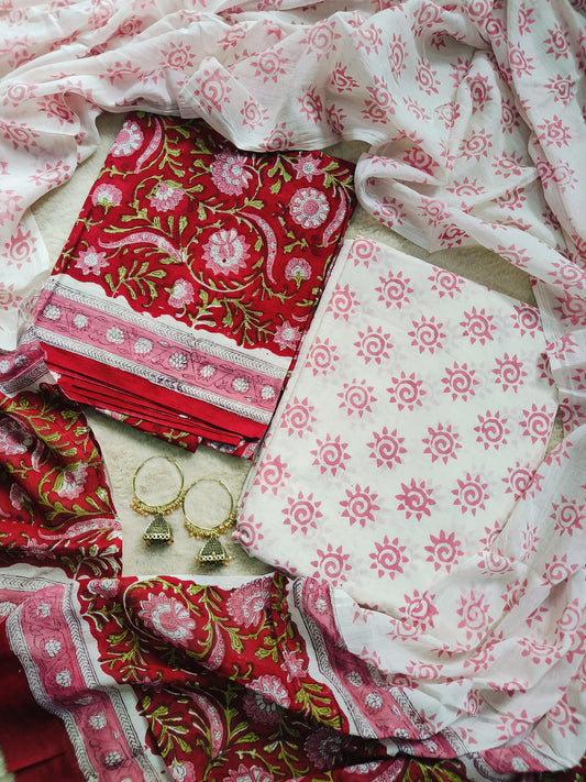 Cotton Suit with Mulmul Dupatta