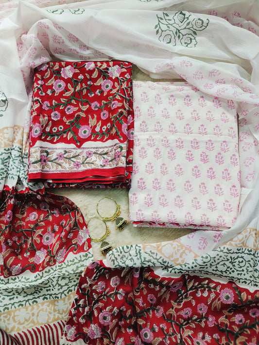 Cotton Suit with Mulmul Dupatta