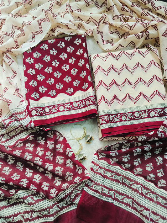 Cotton Suit with Mulmul Dupatta