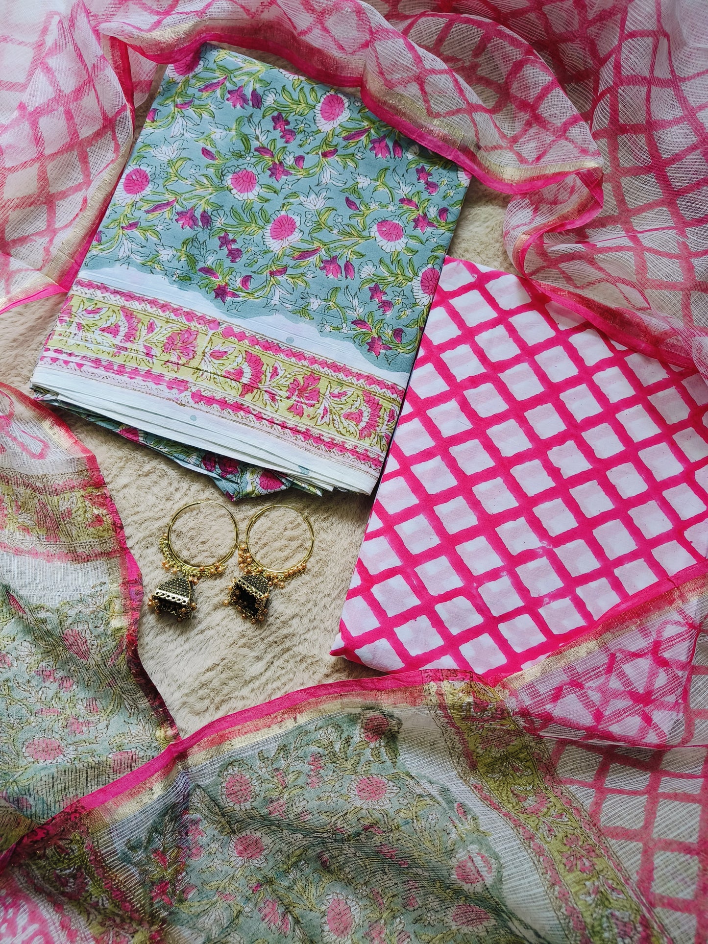 Cotton Suits with Kota Doria Dupatta