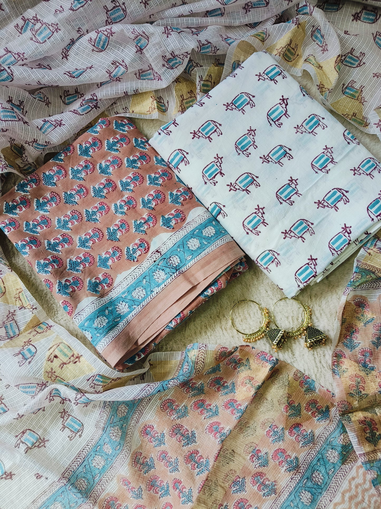 Cotton Suits with Kota Doria Dupatta