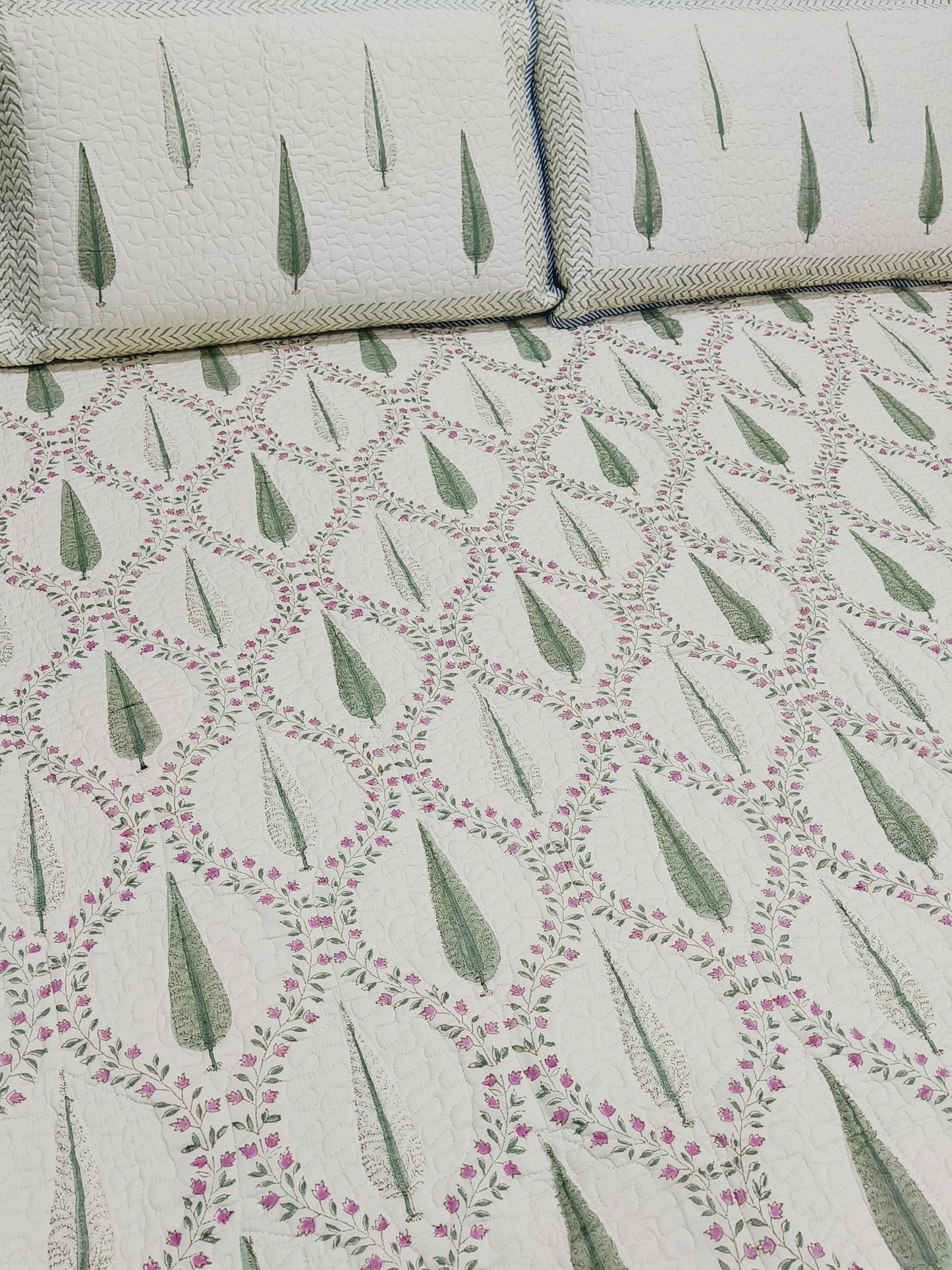 Handblock Printed Premium Mulmul Bedcovers ( 108 *108 Inches)