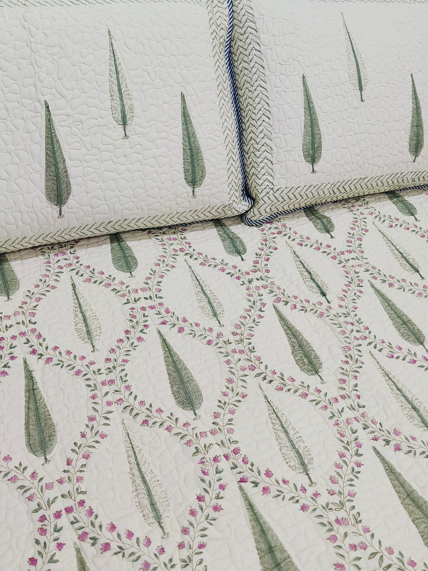 Handblock Printed Premium Mulmul Bedcovers ( 108 *108 Inches)