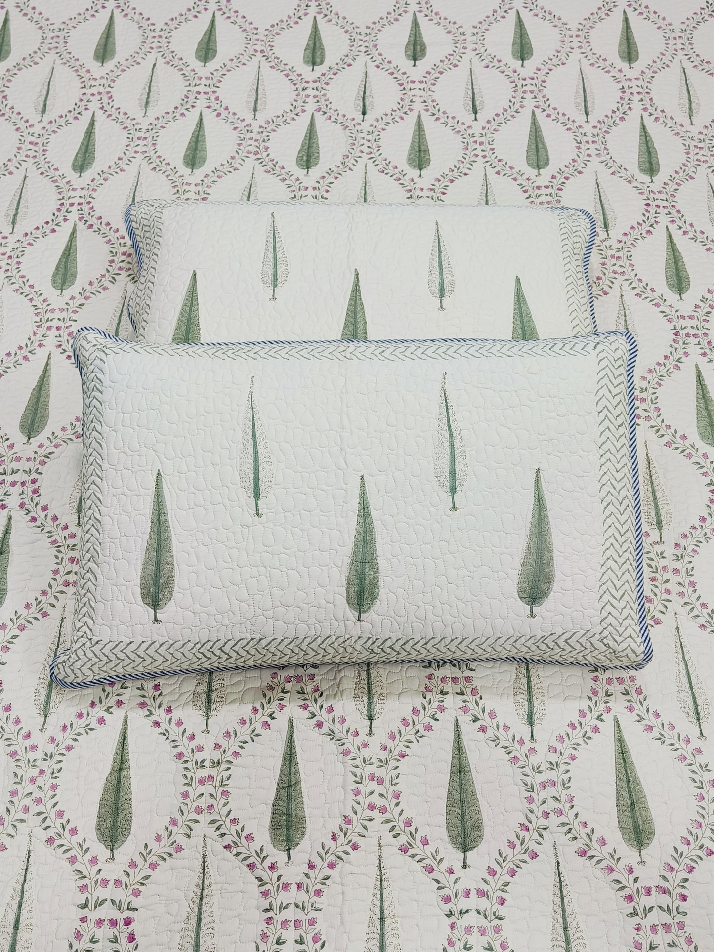 Handblock Printed Premium Mulmul Bedcovers ( 108 *108 Inches)