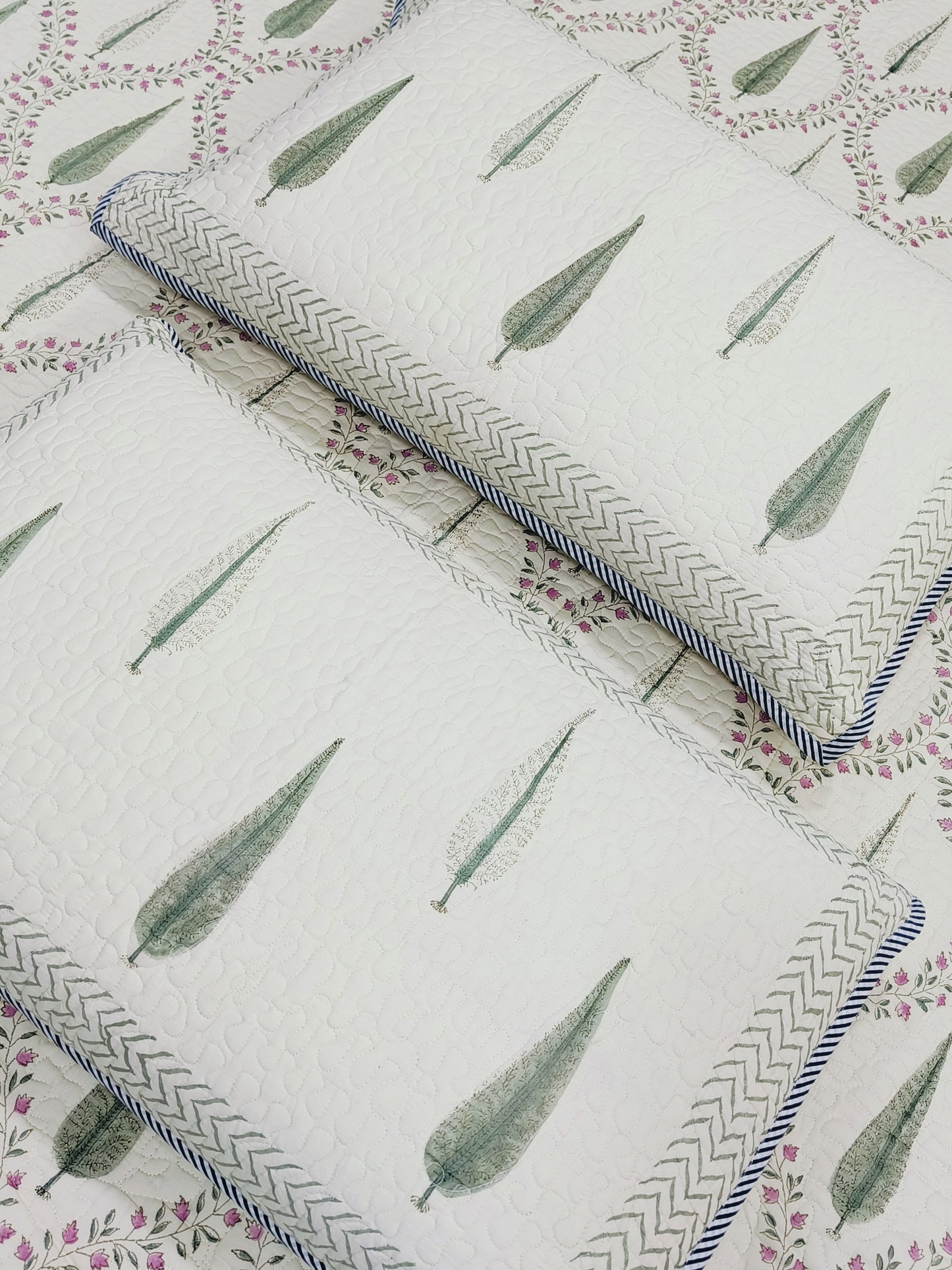 Handblock Printed Premium Mulmul Bedcovers ( 108 *108 Inches)