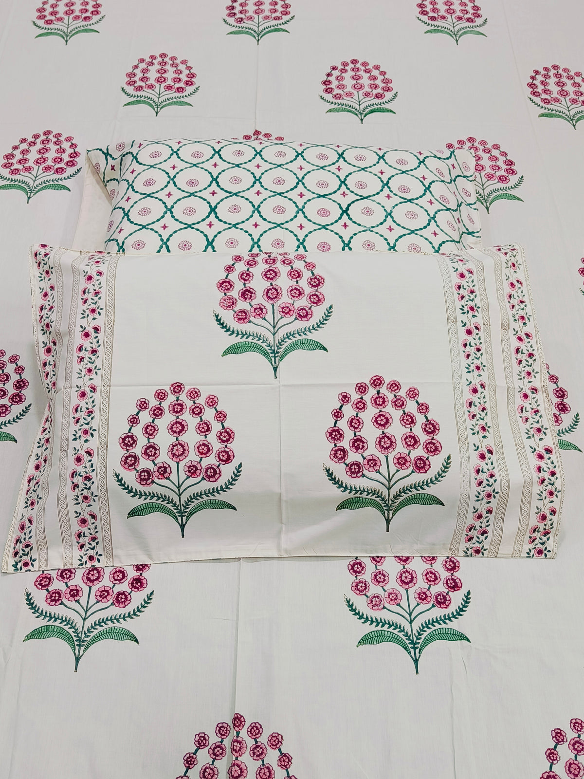 Handblock Printed Premium Bedsheets (Beige Base)