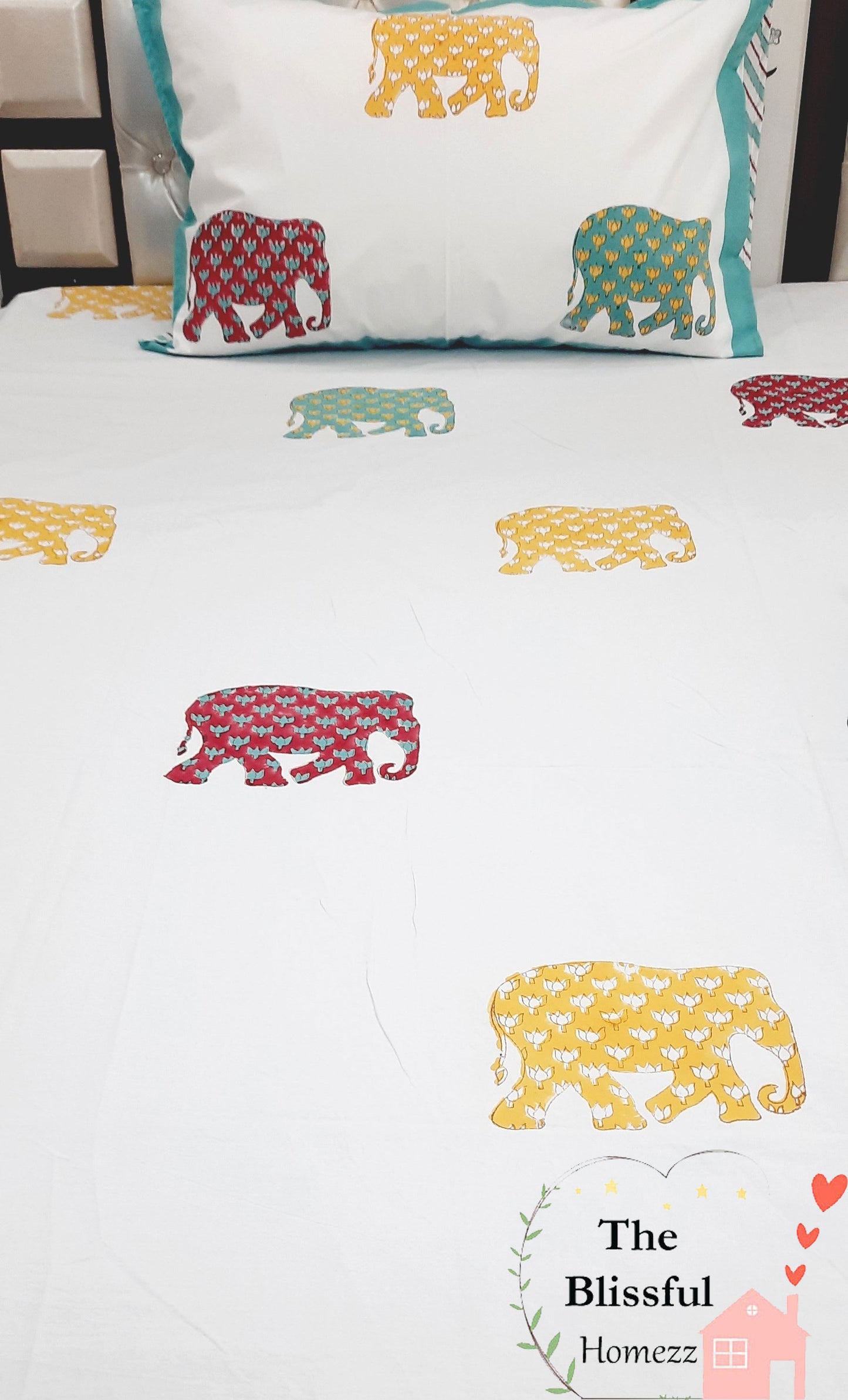 Elephant Handblock Printed Premium Double Bedsheet