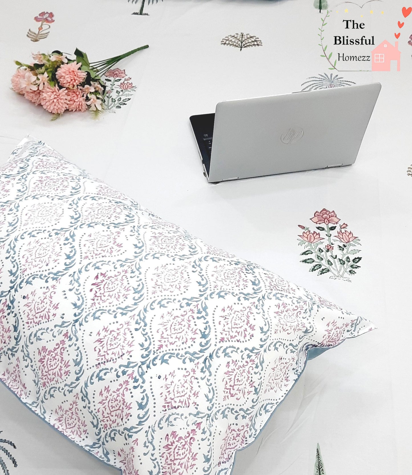 Palm Tree Handblock Print Premium Double Bedsheet
