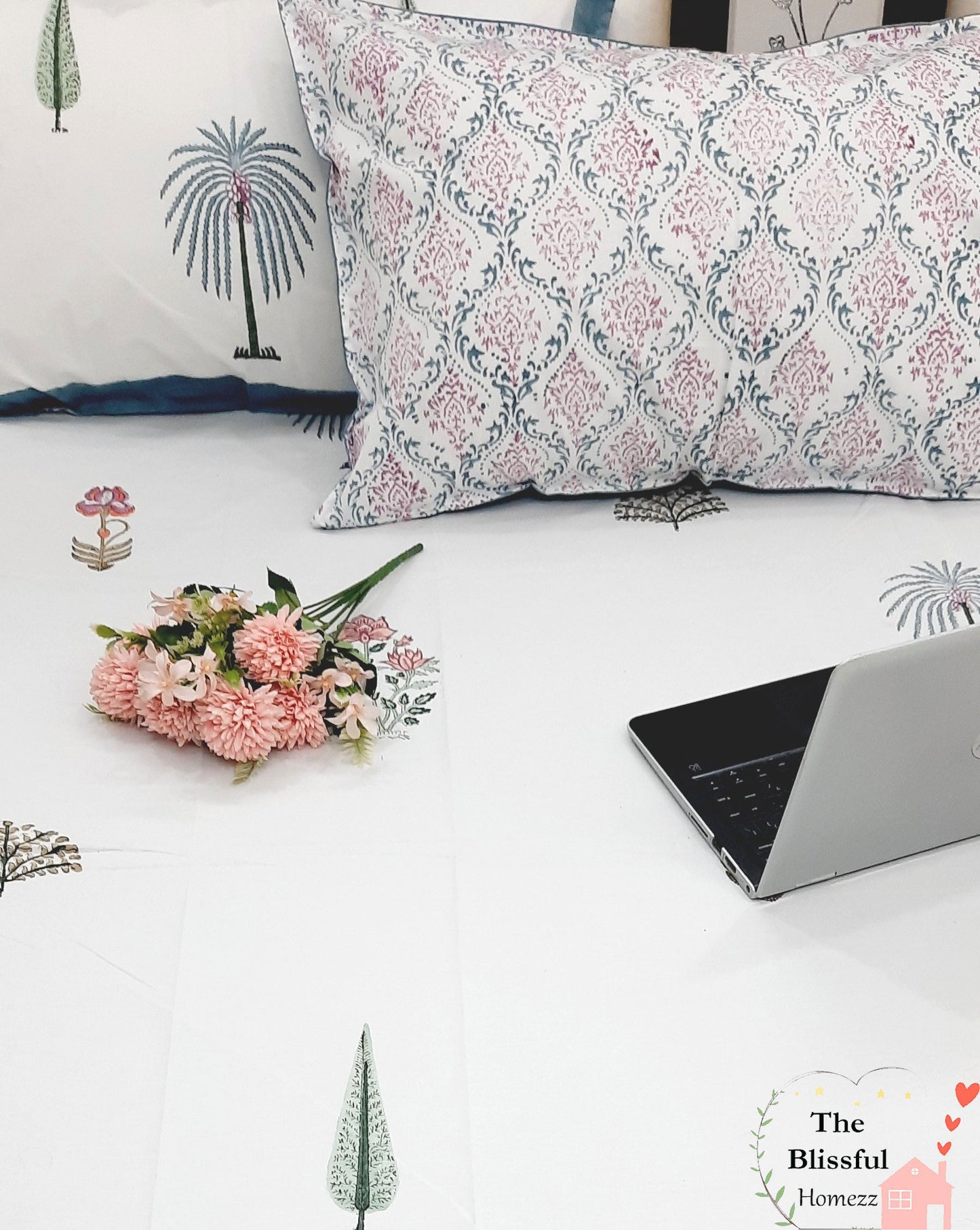 Palm Tree Handblock Print Premium Double Bedsheet