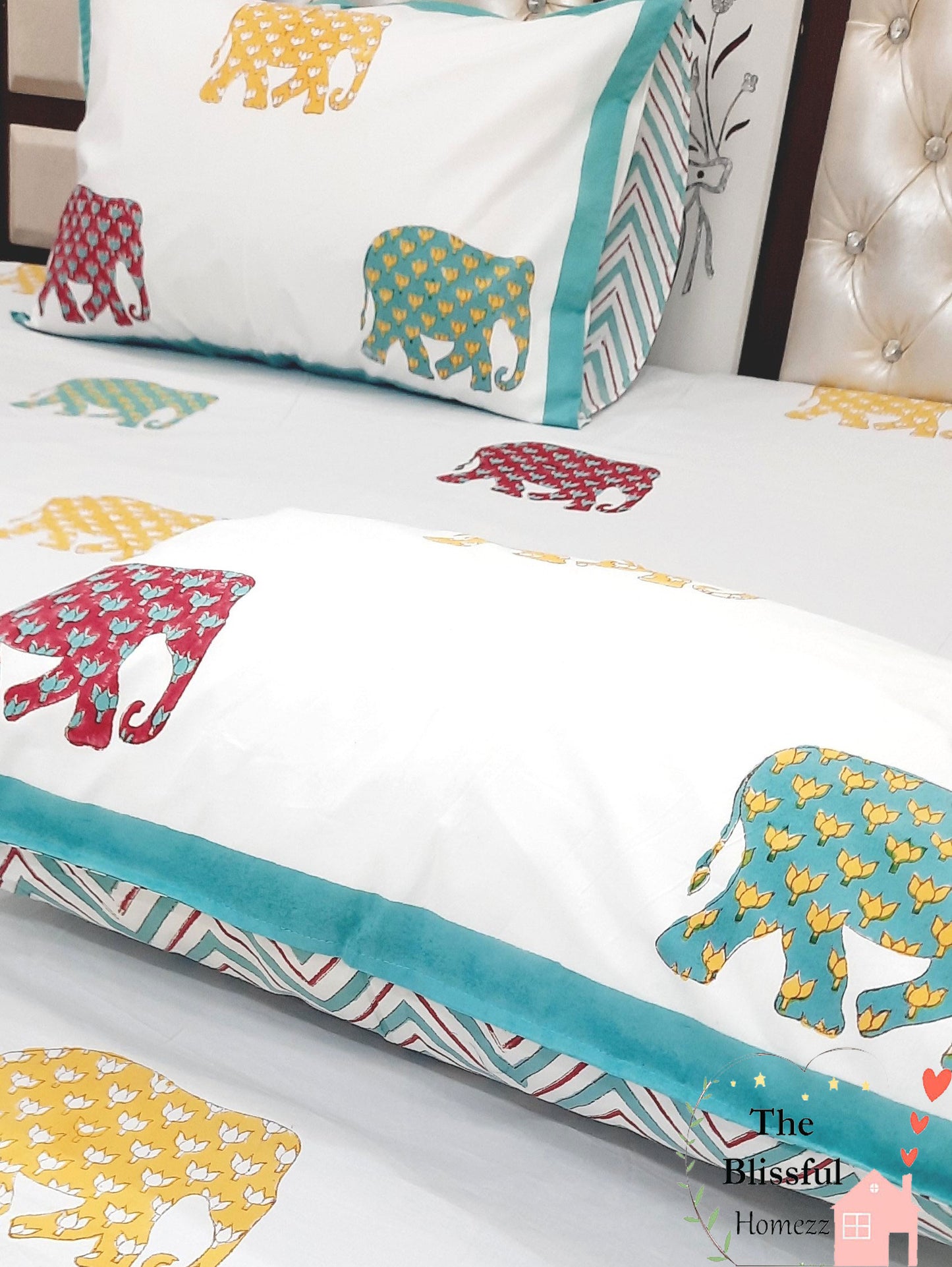 Elephant Handblock Printed Premium Double Bedsheet