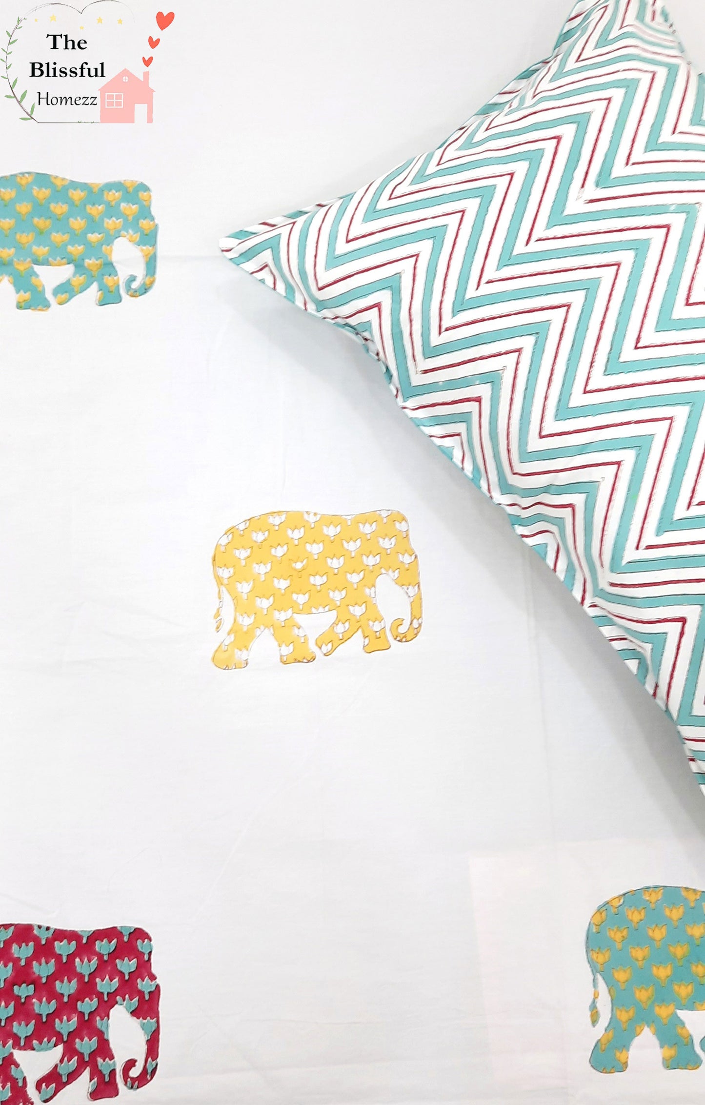 Elephant Handblock Printed Premium Double Bedsheet