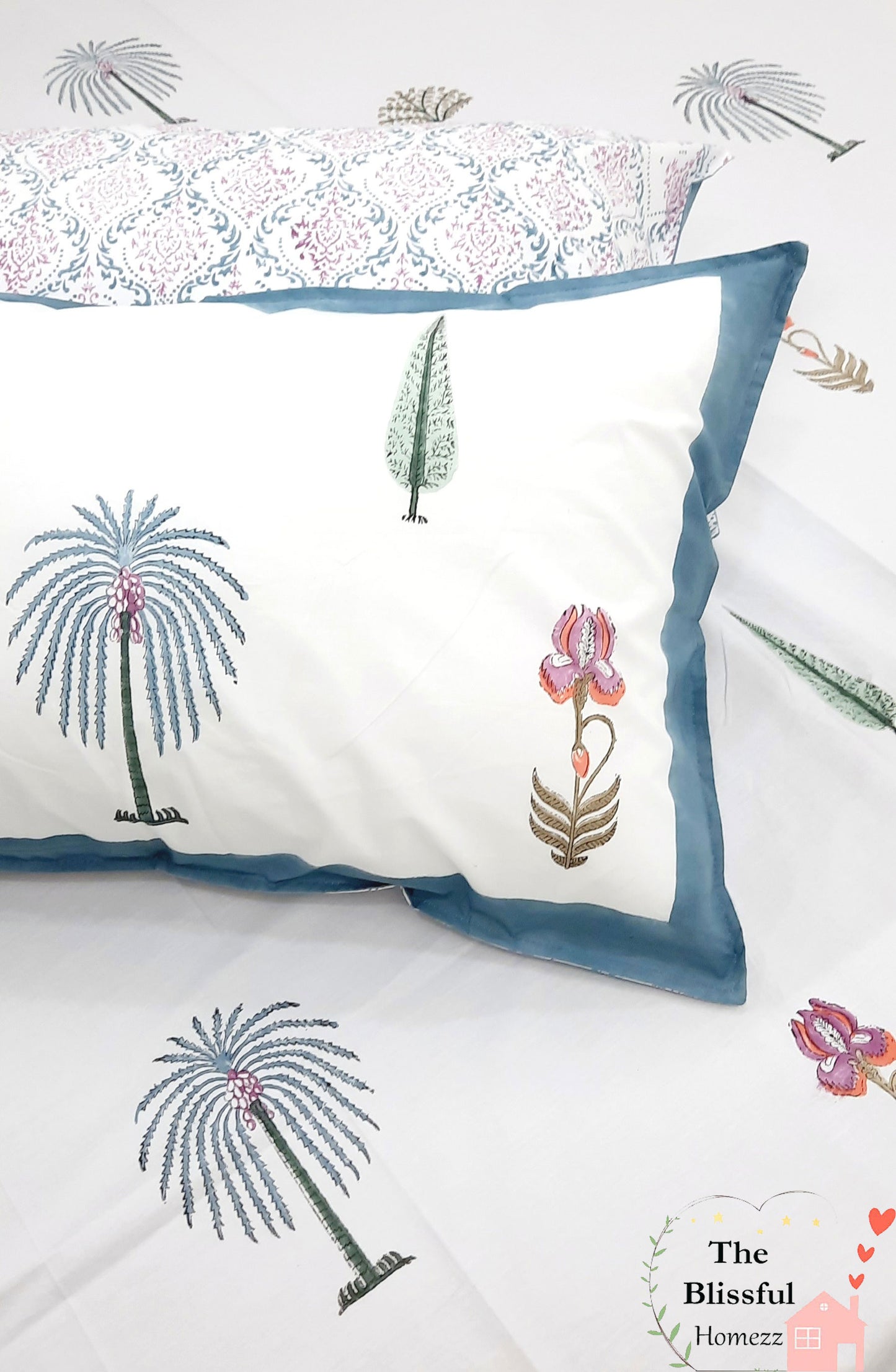 Palm Tree Handblock Print Premium Double Bedsheet