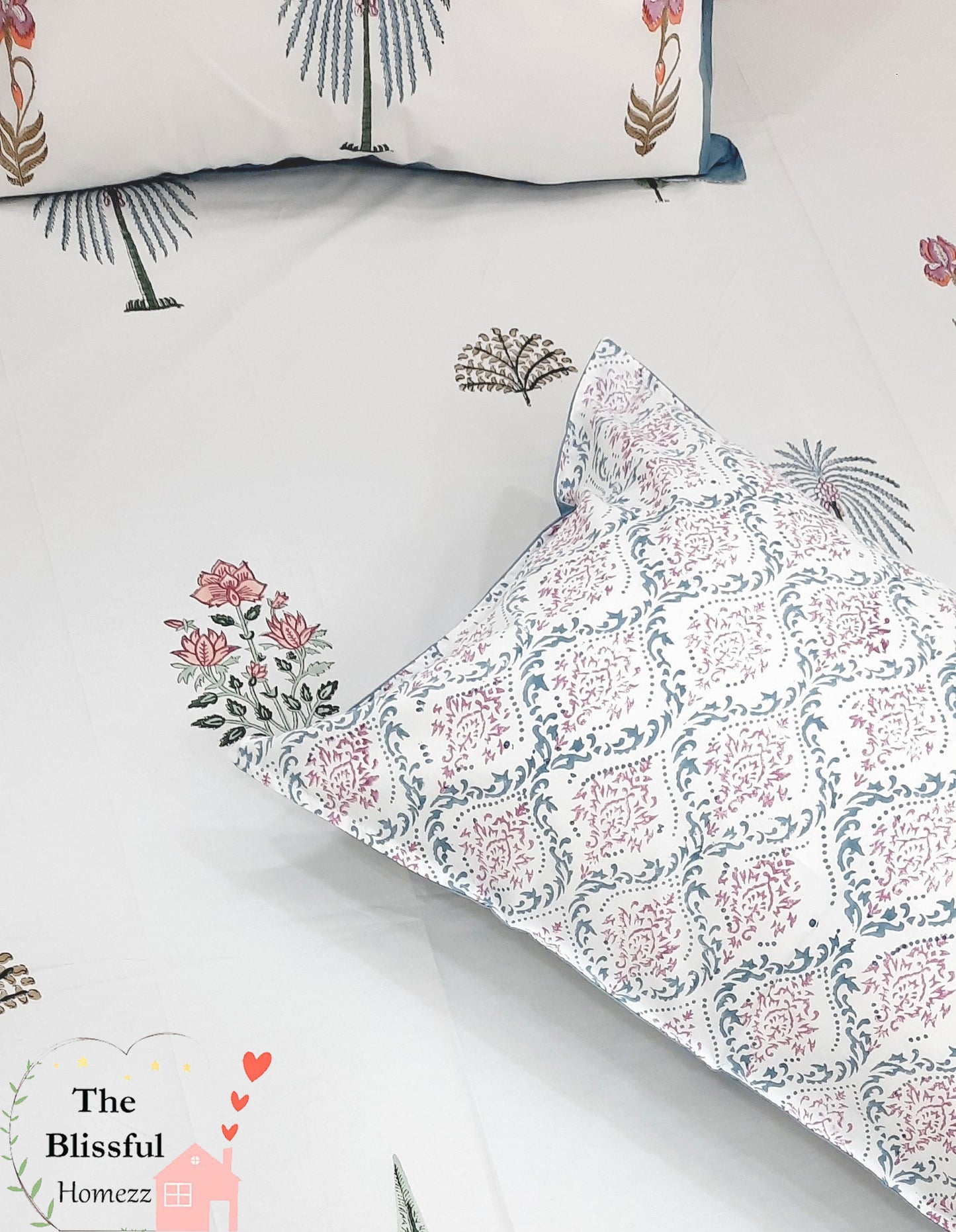 Palm Tree Handblock Print Premium Double Bedsheet