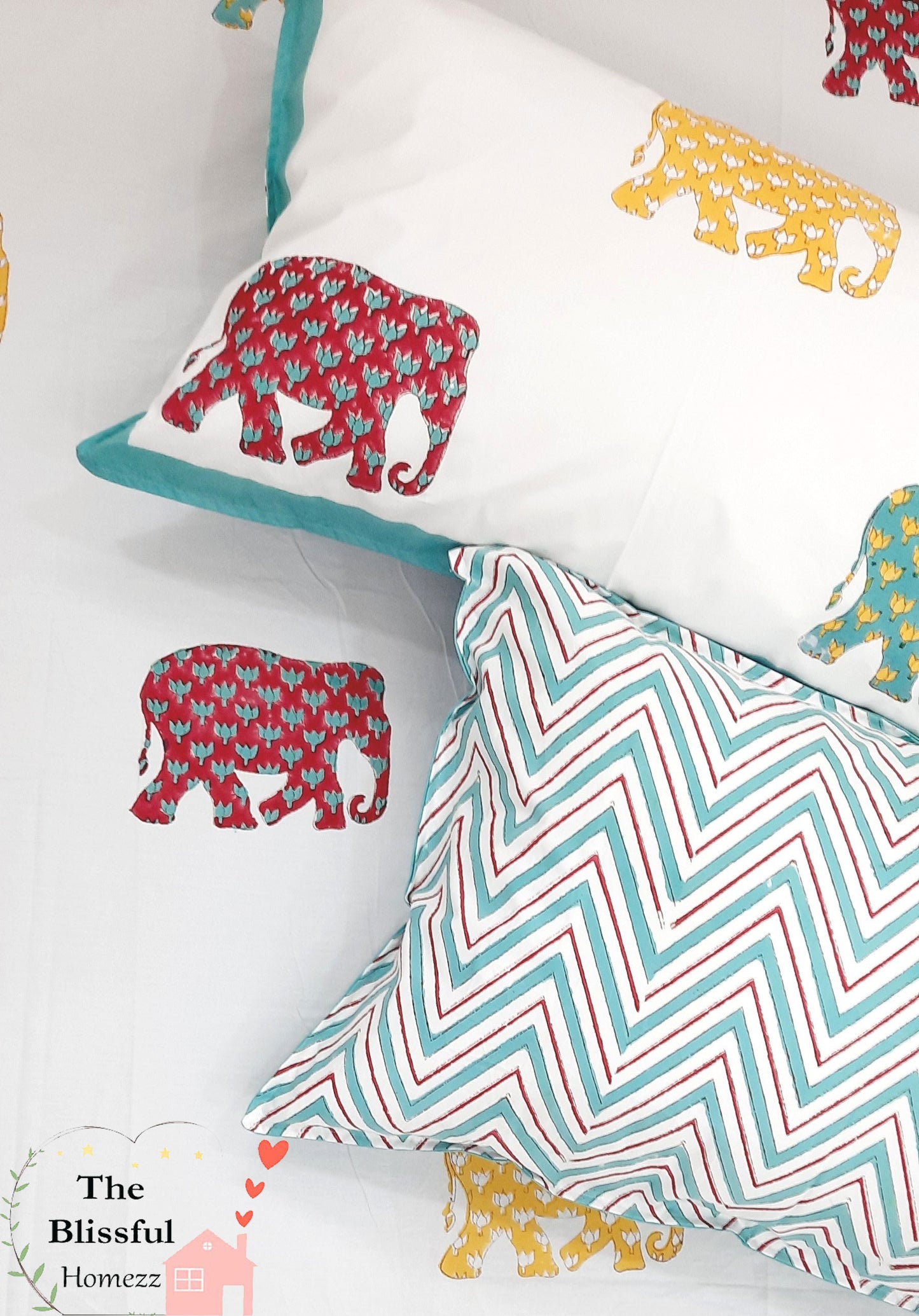 Elephant Handblock Printed Premium Double Bedsheet